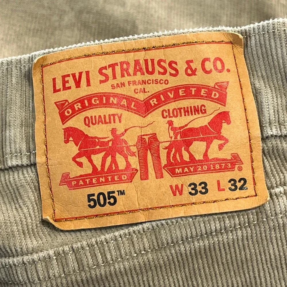 Levis 505 Corduroy Pants Mens 33x31 Khaki Straight Leg Modern Casual Wear